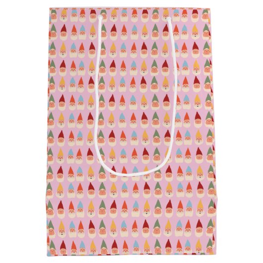 Roze achtergrond voor tuingnomen medium cadeauzakje (Achterkant)