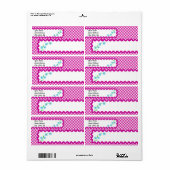 Roze achtergrondlabel voor Gingham en Flowers Etiket (Full Sheet)