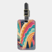 Roze Achterkant Regenboog Koepel Bagage Label – Aa (Voorkant verticaal)
