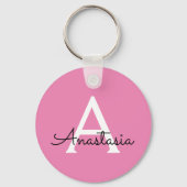 Roze achternaam personaliseren sleutelhanger (Voorkant)