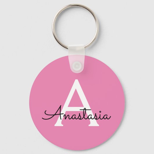 Roze achternaam personaliseren sleutelhanger (Voorkant)