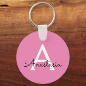 Roze achternaam personaliseren sleutelhanger (Voorkant)