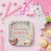 Roze Achtertuin BBQ Baby Q Baby shower Papier Bord (Feest)