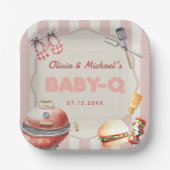 Roze Achtertuin BBQ Baby Q Baby shower Papier Bord (Voorkant)