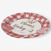 Roze Achtertuin BBQ Baby Q Baby shower Papier Bord (Gekanteld)