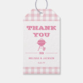Roze Achtertuin BBQ Baby shower Dank u gunst Cadeaulabel (Voorkant)