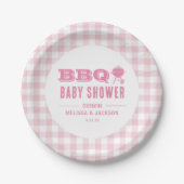 Roze Achtertuin BBQ Baby shower Papieren Bordje (Voorkant)