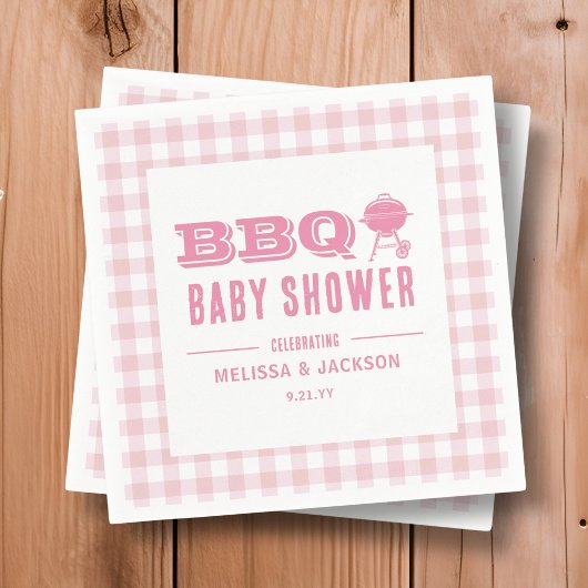 Roze Achtertuin BBQ Baby shower Servet