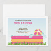 Roze achtertuin Pool Birthday Kaart (Voorkant / Achterkant)