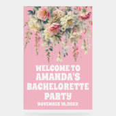 Roze Acryl Bloemen Bachelorette Welkom Teken Acryl Bord (Voorkant)