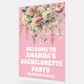 Roze Acryl Bloemen Bachelorette Welkom Teken Acryl Bord (Hoek)