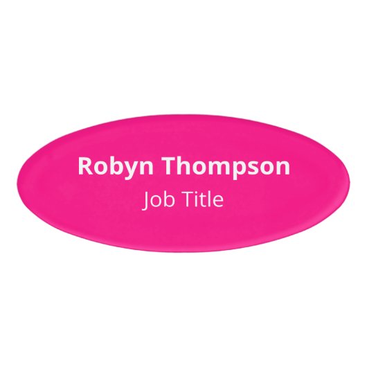 Roze Acryl Ovale Naambadge Magnetisch Modern (Voorkant)