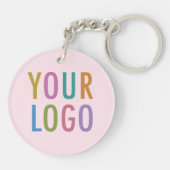 Roze Acryl QR Code Sleutelhanger Business Logo Rou (Achterkant)