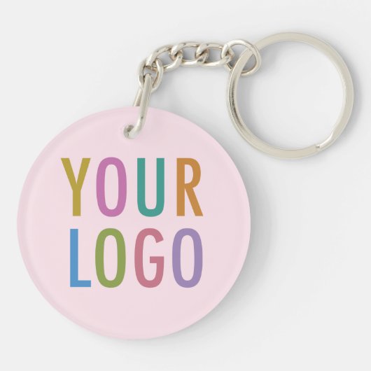 Roze Acryl QR Code Sleutelhanger Business Logo Rou (Achterkant)