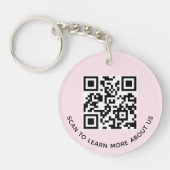 Roze Acryl QR Code Sleutelhanger Business Logo Rou (Voorkant)