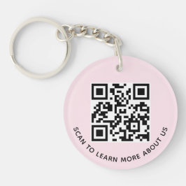 Roze Acryl QR Code Sleutelhanger Business Logo Rou