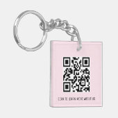 Roze Acryl QR Code Sleutelhanger Custom Logo Squar (Voorkant Links)