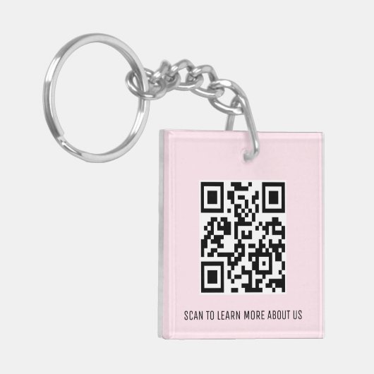 Roze Acryl QR Code Sleutelhanger Custom Logo Squar (Voorkant Links)