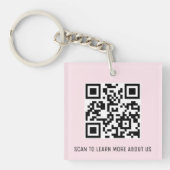 Roze Acryl QR Code Sleutelhanger Custom Logo Squar (Voorkant)