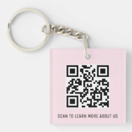 Roze Acryl QR Code Sleutelhanger Custom Logo Squar
