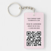 Roze Acryl QR Code Sleutelhanger met Logo Rechthoe (Voorkant)