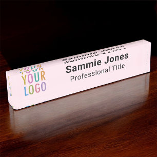 Roze Acryl Tafel & Bureaunaambord Zakelijk Logo Naambordje