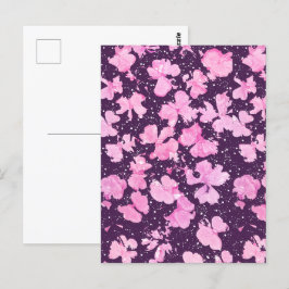 Roze Acryl Verf Bloemblaadjes Briefkaart