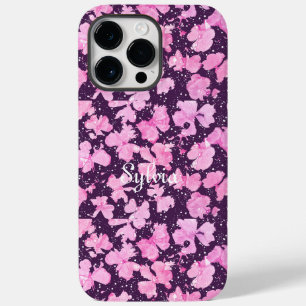 Roze Acryl Verf Bloemblaadjes Case-Mate iPhone 14 Pro Max Hoesje