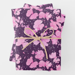 Roze Acryl Verf Bloemblaadjes Inpakpapier Vel