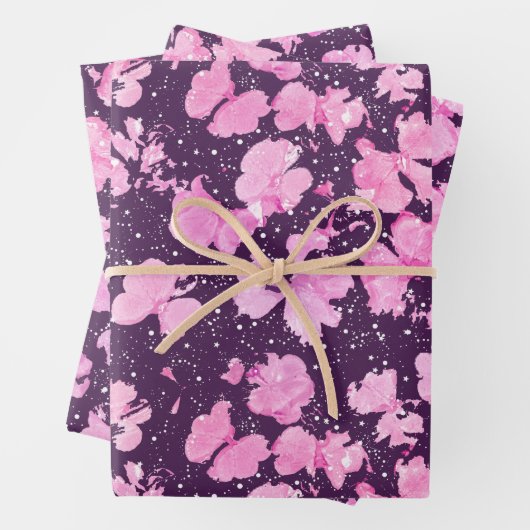 Roze Acryl Verf Bloemblaadjes Inpakpapier Vel (In situ)