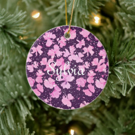 Roze Acryl Verf Bloemblaadjes Keramisch Ornament