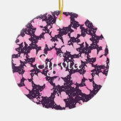 Roze Acryl Verf Bloemblaadjes Keramisch Ornament (Voorkant)