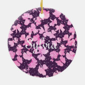 Roze Acryl Verf Bloemblaadjes Keramisch Ornament (Achterkant)