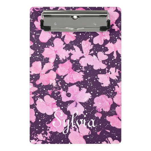 Roze Acryl Verf Bloemblaadjes Mini Klembord (Voorkant)