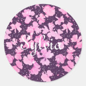 Roze Acryl Verf Bloemblaadjes Ronde Sticker (Voorkant)