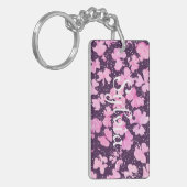 Roze Acryl Verf Bloemblaadjes Sleutelhanger (Voorkant Links)