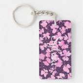 Roze Acryl Verf Bloemblaadjes Sleutelhanger (Voorkant)