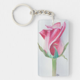 Roze acrylen sleutelhanger (dubbelzijdig)