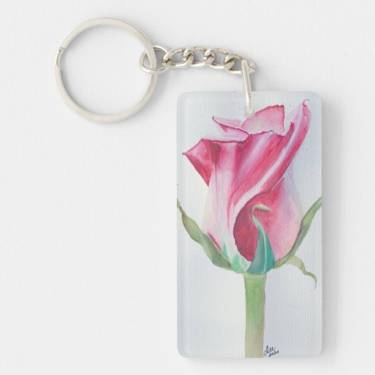 Roze acrylen sleutelhanger (dubbelzijdig) (Voorkant)