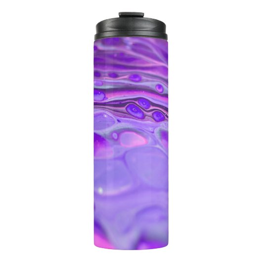 Roze Acrylkleurig Paars, vloeiend kunstschilderbaa Thermosbeker (Voorkant)