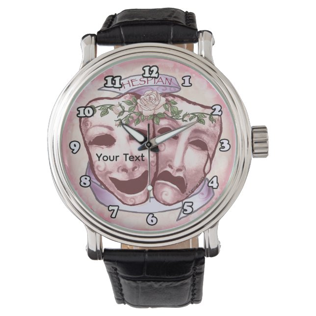 Roze Acteursmaskers Horloge (Voorkant)