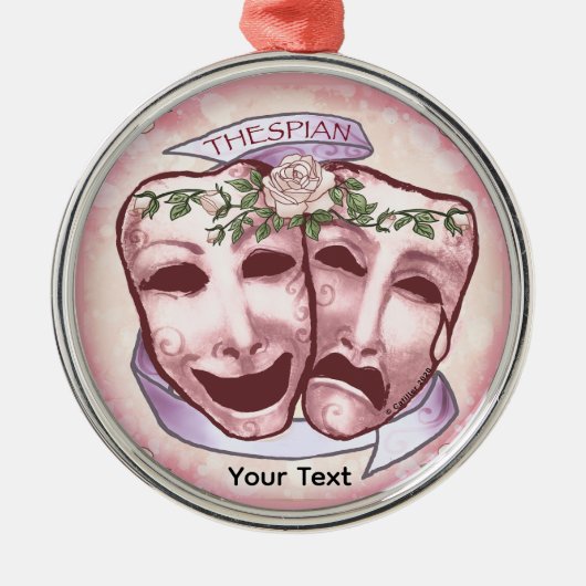 Roze Actormaskers Metalen Ornament (Voorkant)