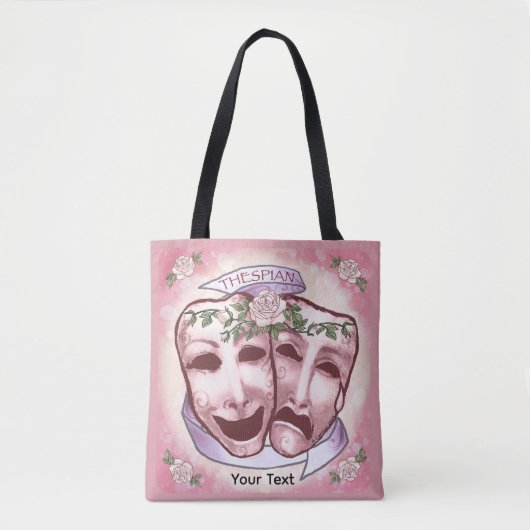 Roze Actormaskers Tote Bag (Voorkant)