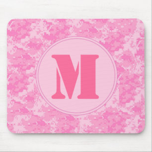 Roze ACU Camo Camouflag Monogram Initiaal Muismat