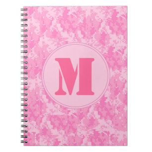 Roze ACU Camo Camouflag Monogram Initiaal Notitieb Notitieboek