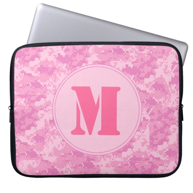 Roze ACU Camo Camouflage Monogram 15" Laptop Hoesj Laptop Sleeve (Voorkant)