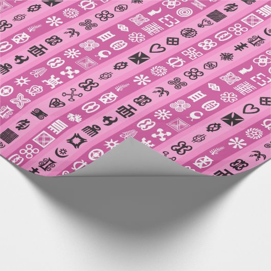 Roze Adinkra Stripes Cadeaupapier (Hoek)