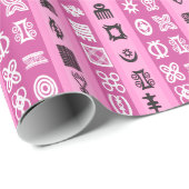 Roze Adinkra Stripes Cadeaupapier (Rol Hoek)