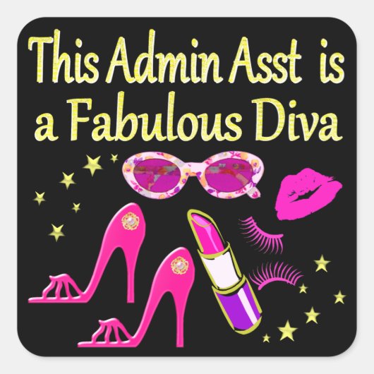 ROZE ADMIN ASST DIVA ONTWERP VIERKANTE STICKER (Voorkant)