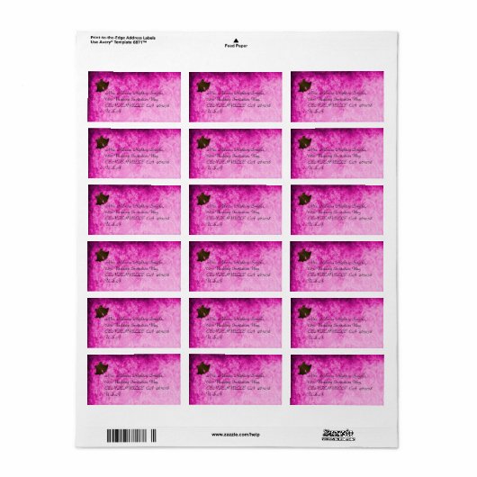 roze Adresetiketten Etiket (Full Sheet)